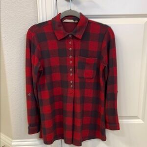 Red and Black Checkered Long Sleeve Shirt